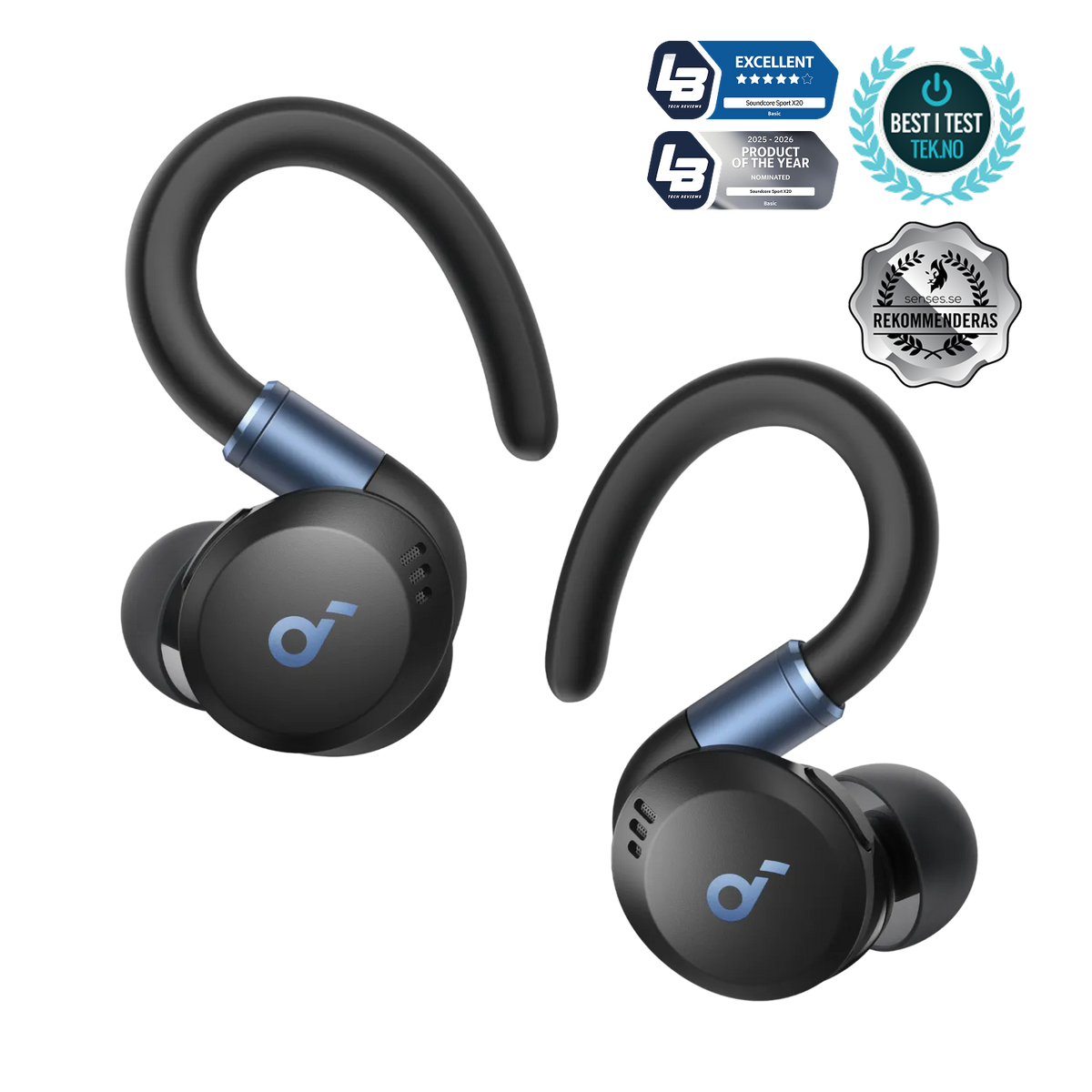 Soundcore Sport X20 | Bekväma sporthörlurar med krok och in-ear-krok