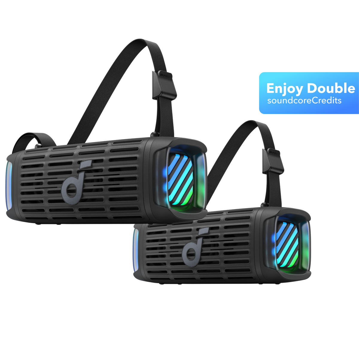 【COMBO】soundcore Boom 3i (svart, 2-pack) | Bärbar, robust utomhushögtalare