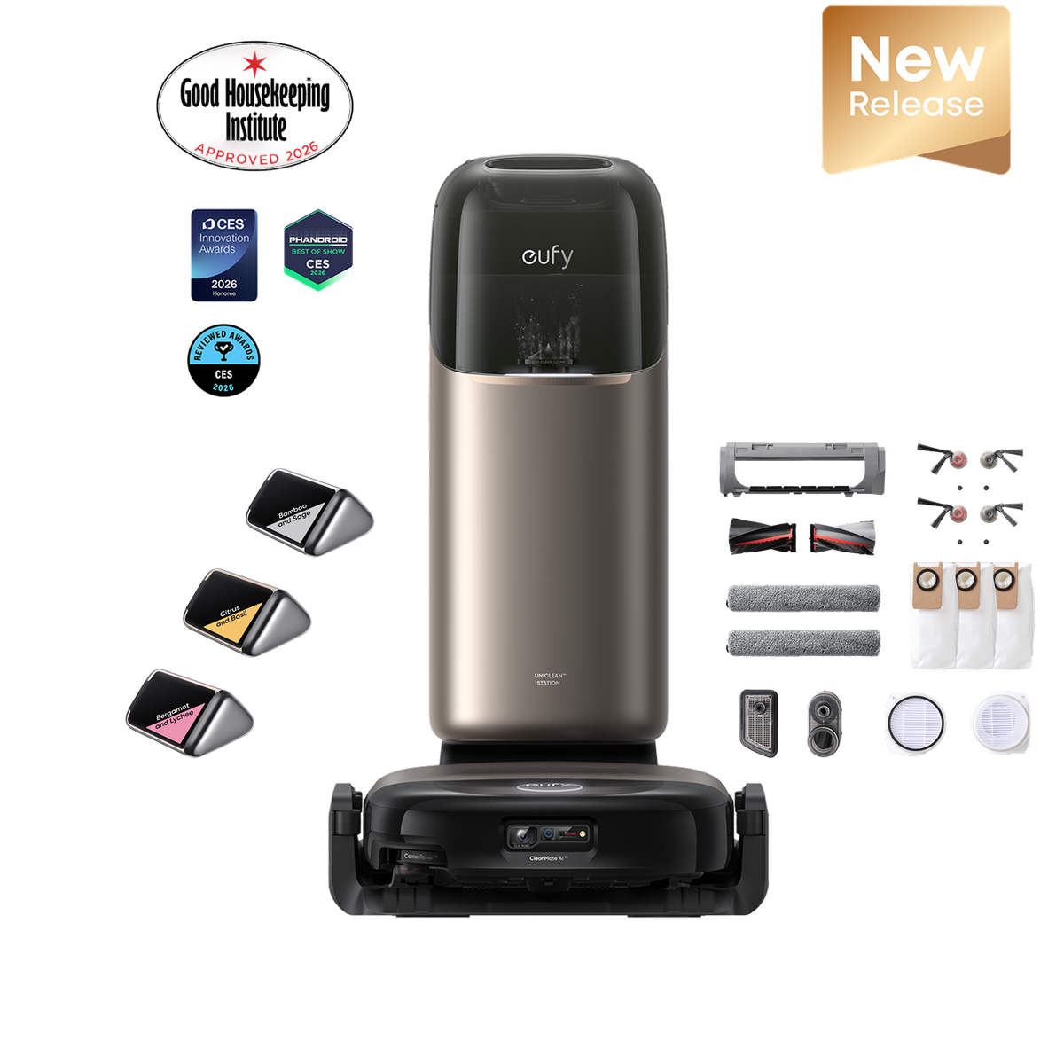eufy robotdammsugare Ommi S2 + reservtillbehörskit och doft