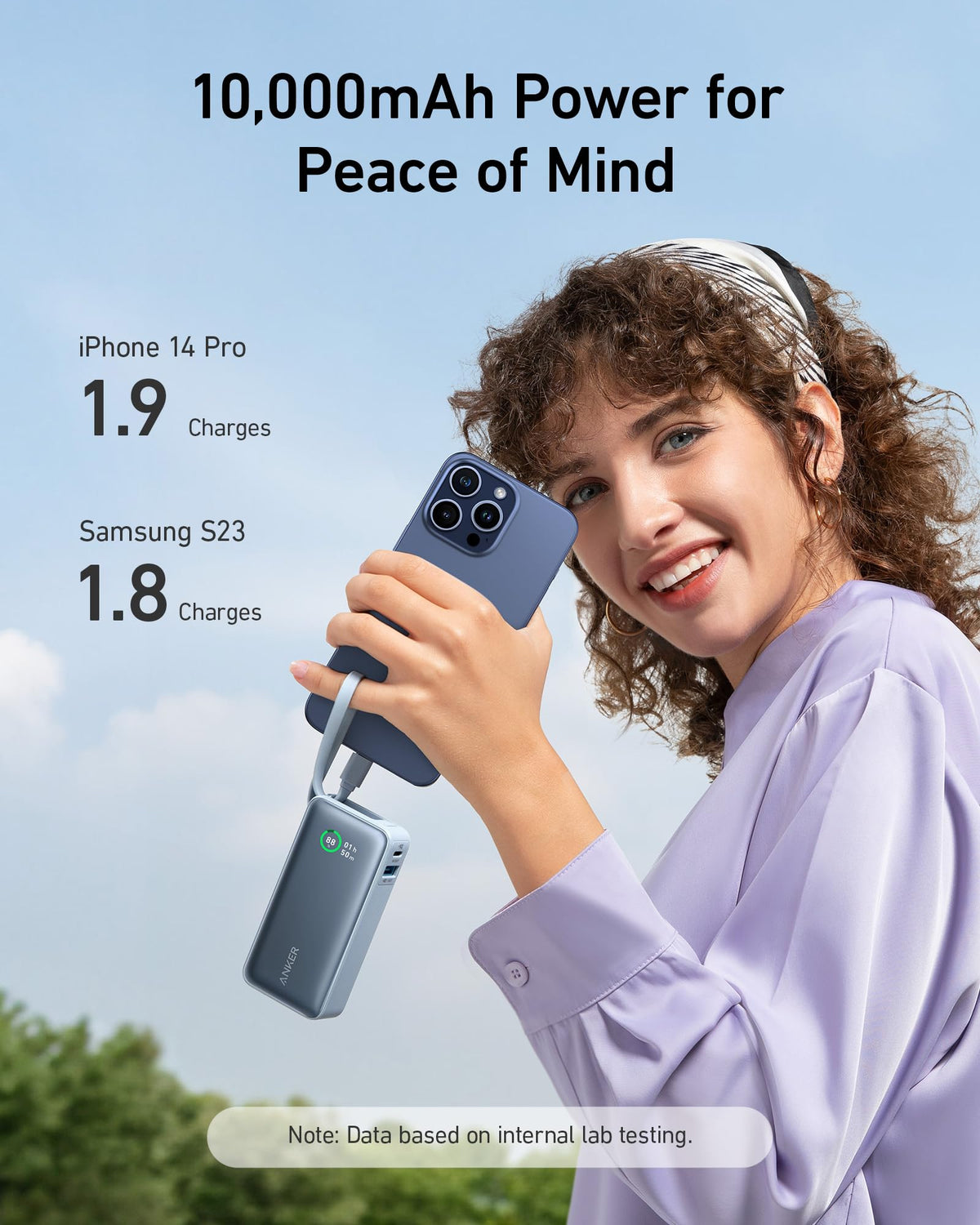 Anker Nano Powerbank (30W, inbyggd USB-C-kabel)