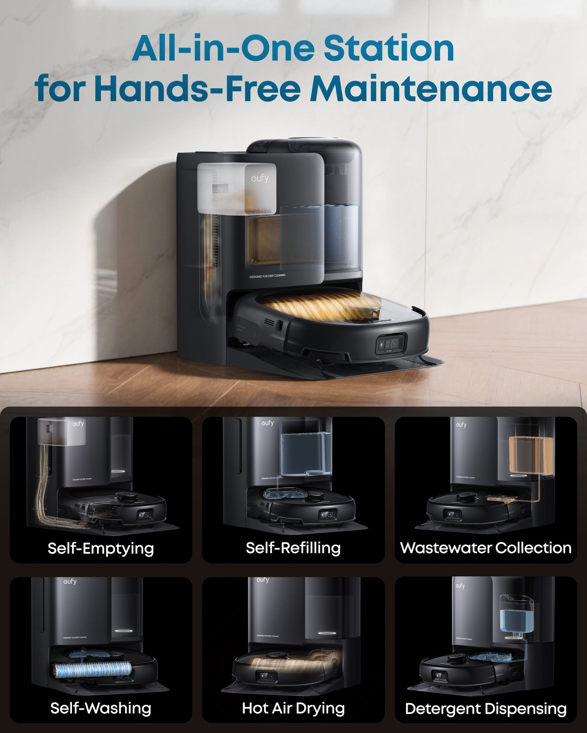 eufy with 20,000Pa turbo suction for coffee powder, crumbs, fur