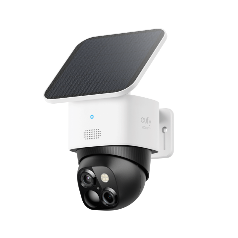 eufy solar powered camera with man for flexible installation