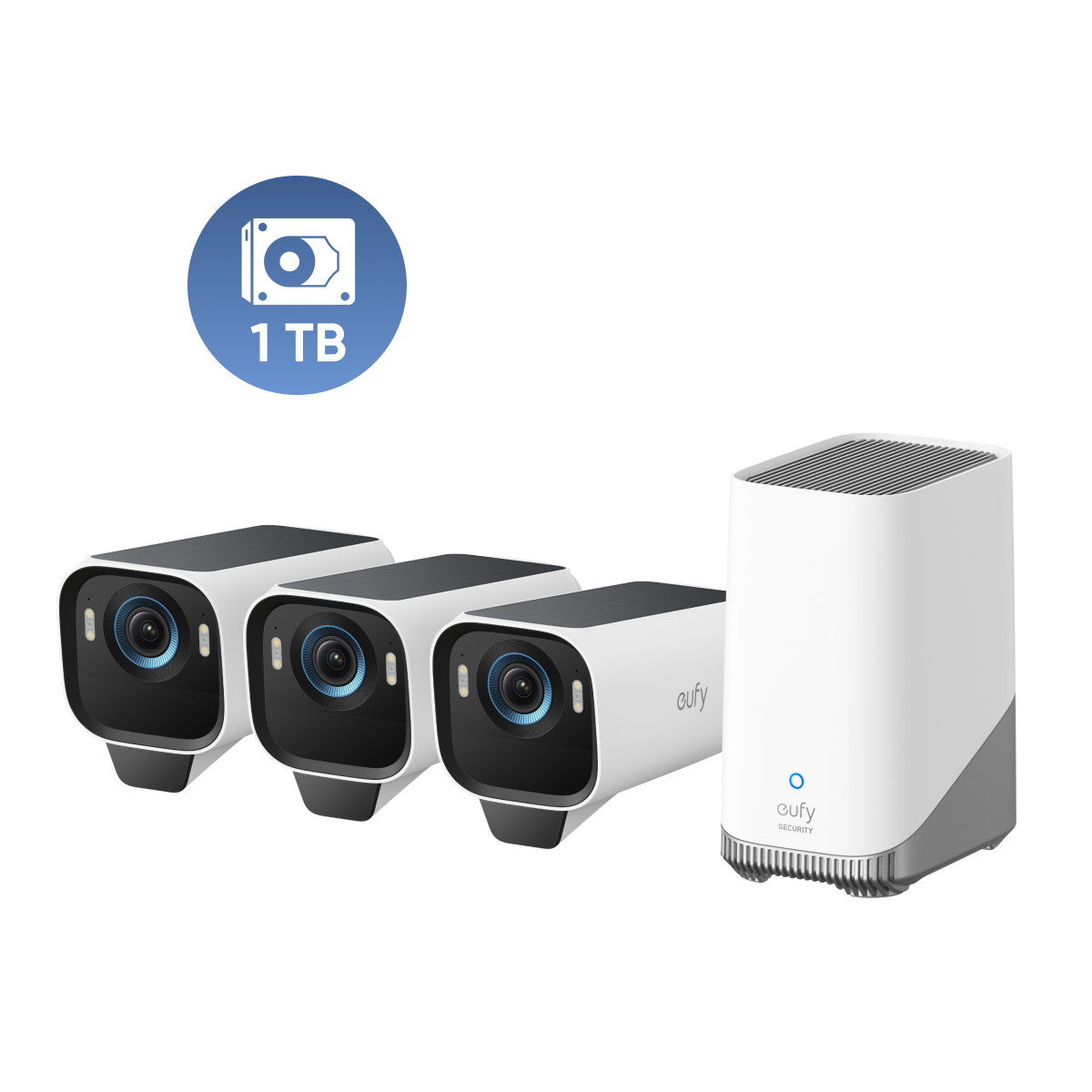 eufyCam S3 Pro 3-kamerakit + 1 TB hårddisk
