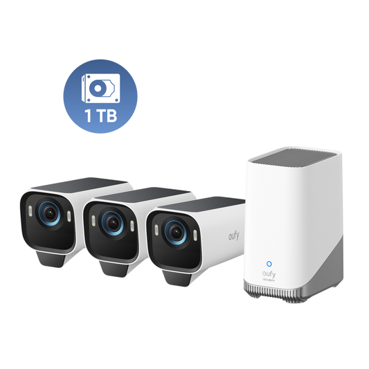 eufyCam S3 Pro 3-kamerakit + 1 TB hårddisk