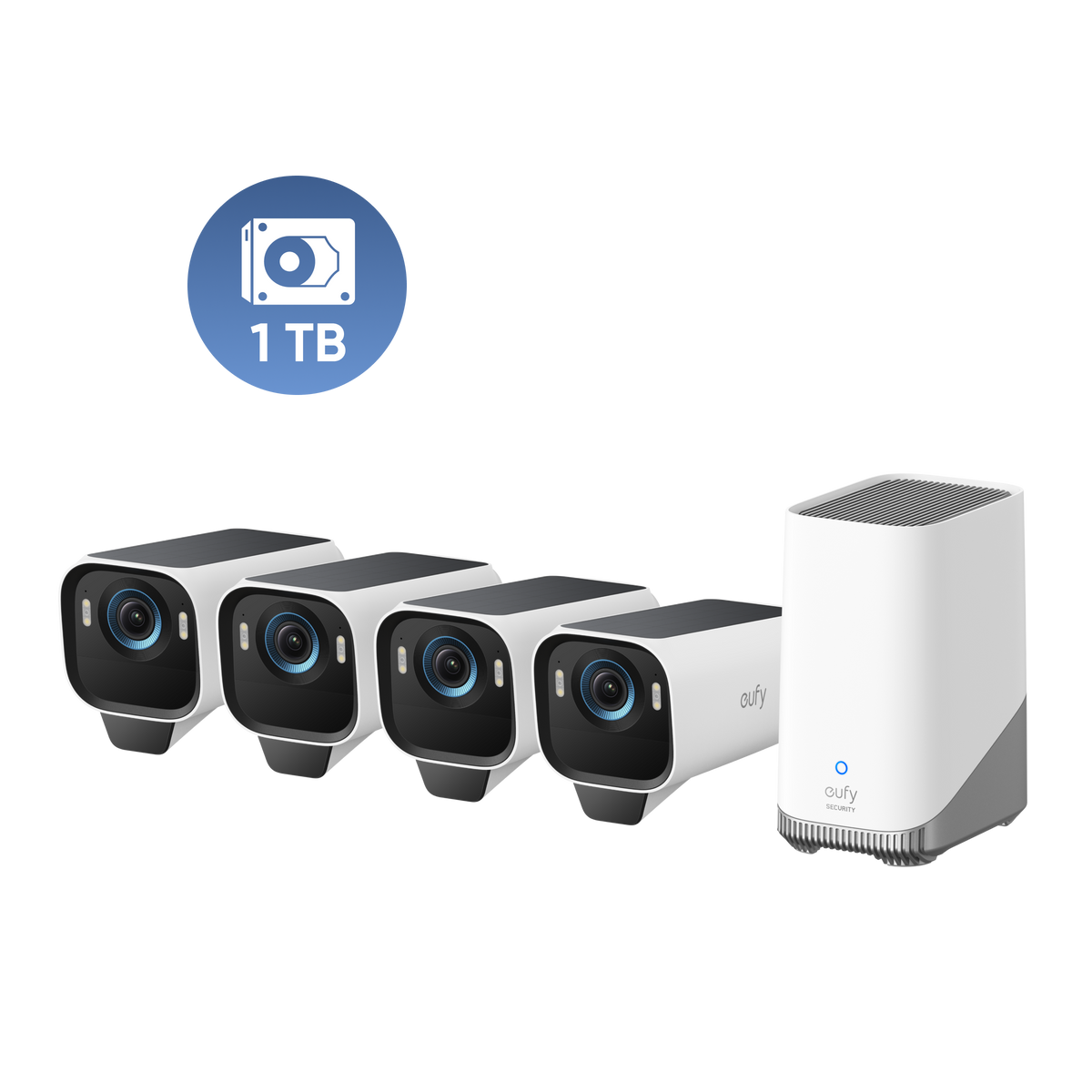 eufyCam S3 Pro 4-kamerapaket + eufy 4G LTE Cam S330 + 1 TB hårddisk