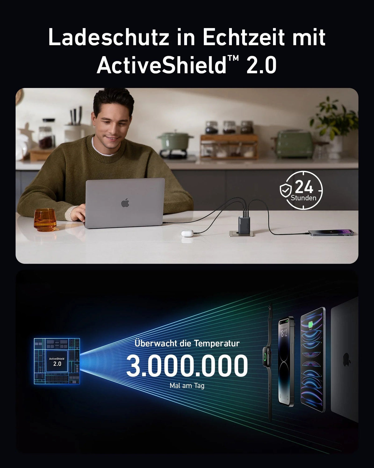 Anker Prime 100W GaN-väggladdare (3 portar)