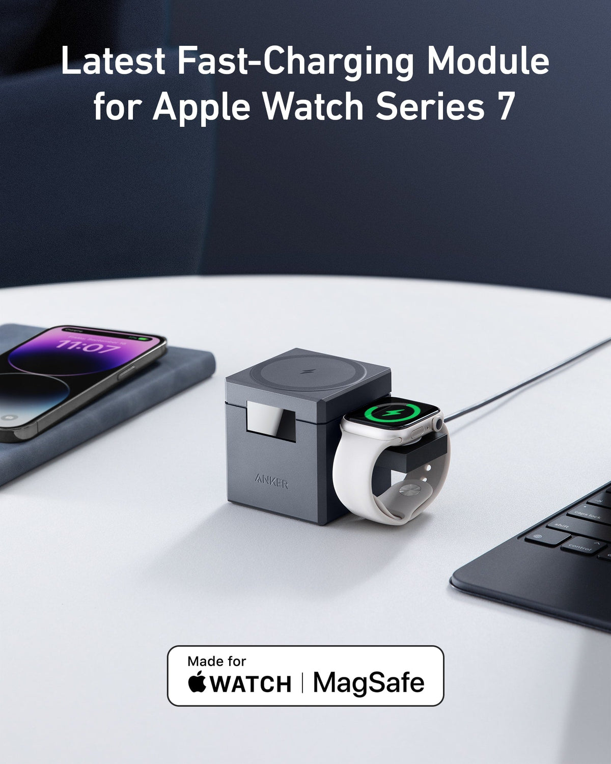 Anker 3-i-1-kub med MagSafe + Anker MagGo-powerbank (10K, 35W, för Apple Watch)