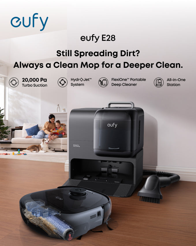 eufy robotdammsugare Omni E28 + eufy inomhuskamera S350