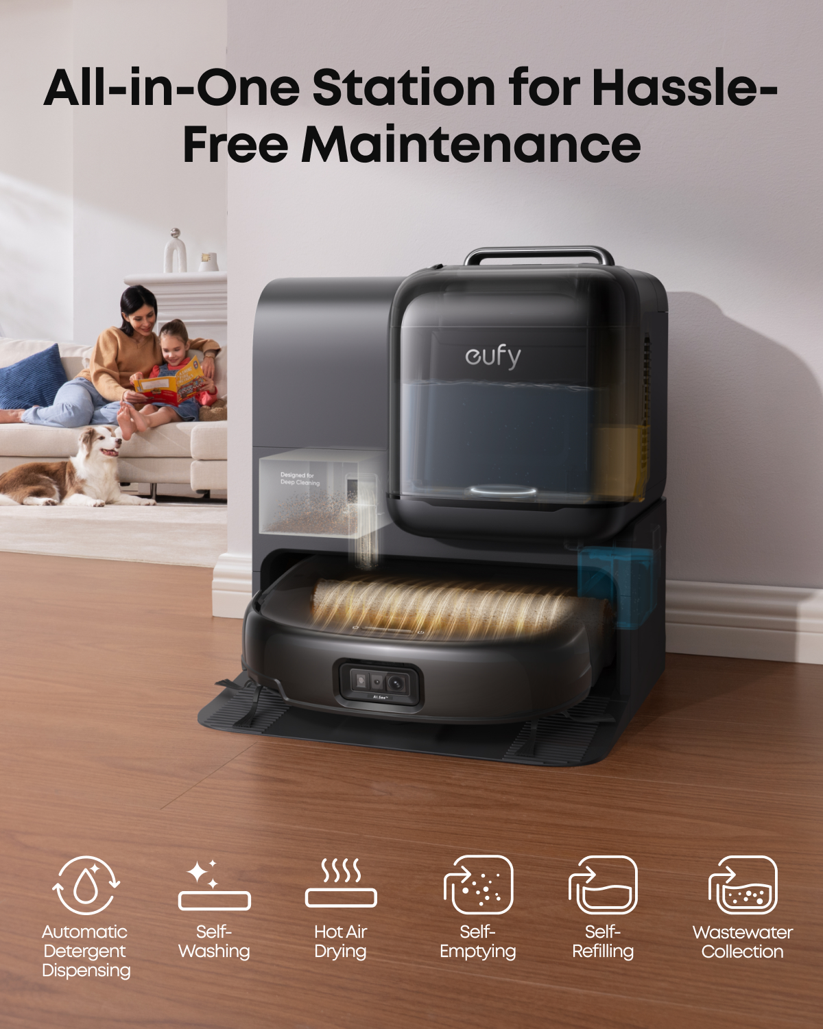 eufy robotdammsugare Omni E28 + eufy inomhuskamera S350
